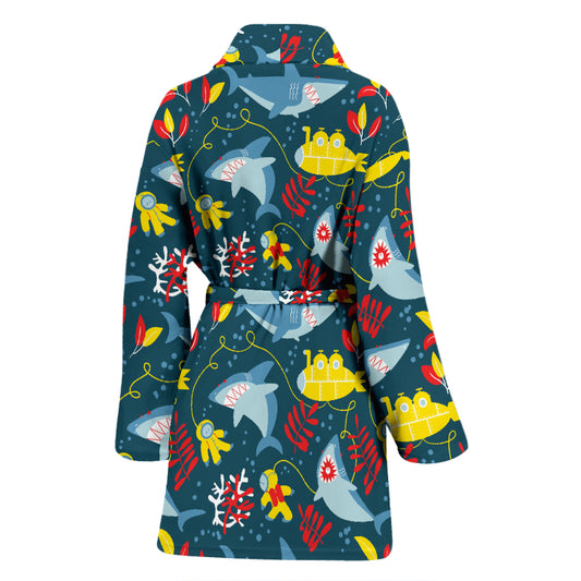 Scuba With Sharks Print Design LKS303 Women Bathrobe