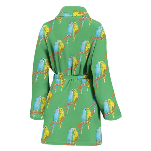 Budgerigar Pattern Print Design 01 Women Bathrobe
