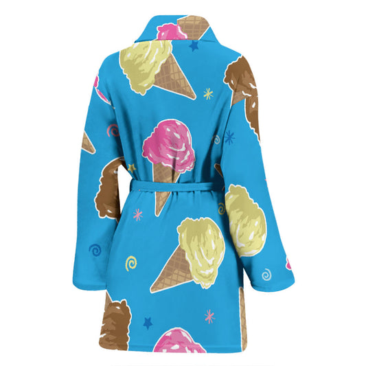 Ice Cream Pattern Print Design 01 Women Bathrobe