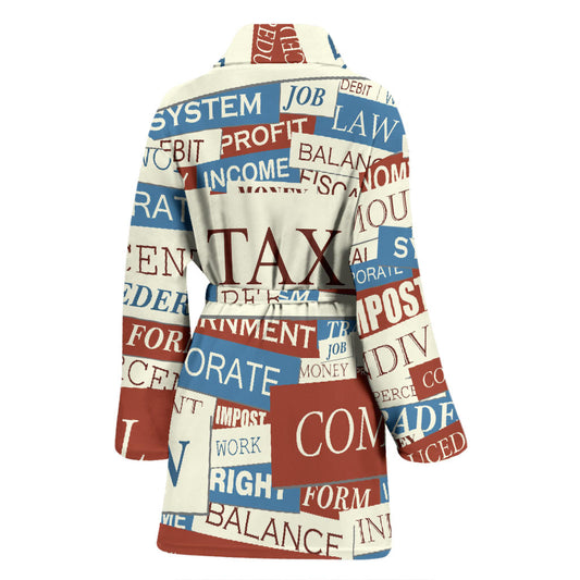 Accounting Financial Pattern Print Design 01 Women Bathrobe