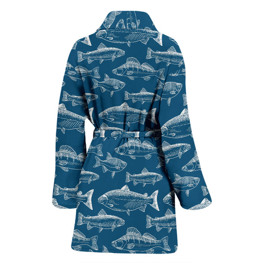 Salmon Fish Print Design LKS301 Women Bathrobe