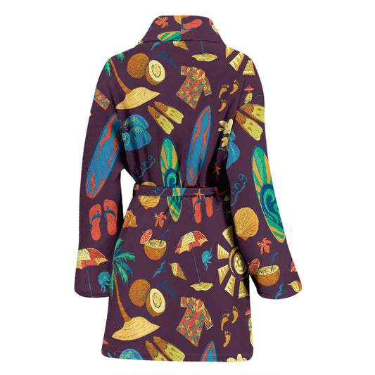 Aloha Hawaii Pattern Print Design 01 Women Bathrobe