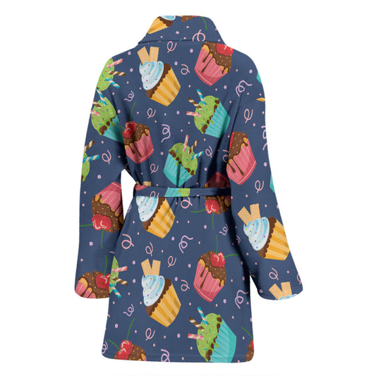 Cupcake Pattern Print Design 02 Women Bathrobe