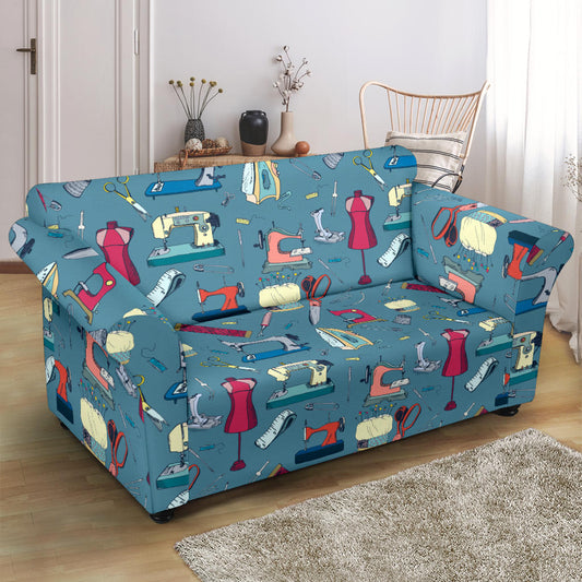 Sewing Equipment Print Design LKS301 Loveseat Couch Slipcover