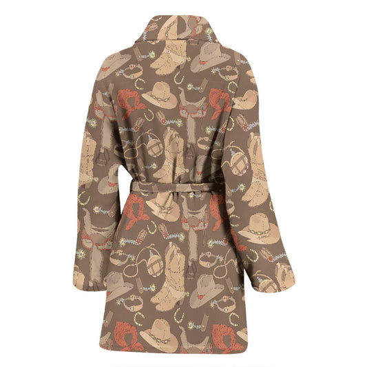 Cowboy Pattern Print Design 02 Women Bathrobe