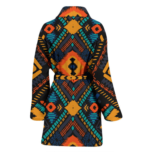 Kente Pattern Print Design 04 Women Bathrobe