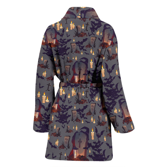 Creepy Graveyard Print Design LKS301 Women Bathrobe