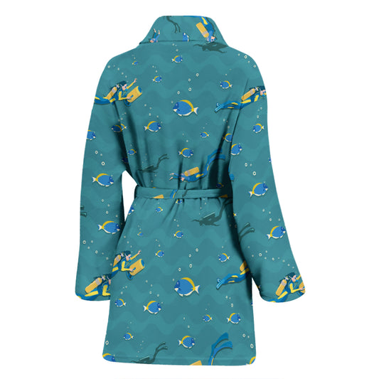Scuba Driving Pattern Print Design LKS306 Women Bathrobe