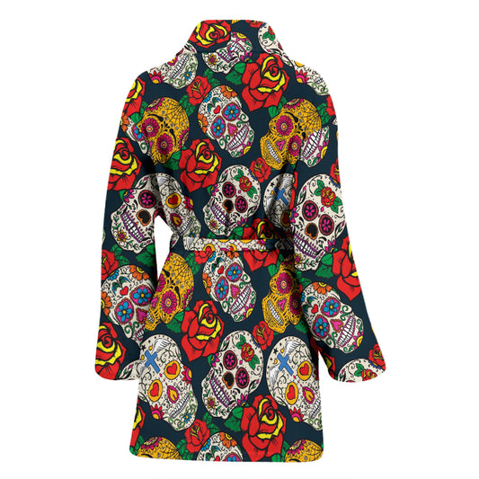 Sugar Skull Print Design LKS306 Women Bathrobe