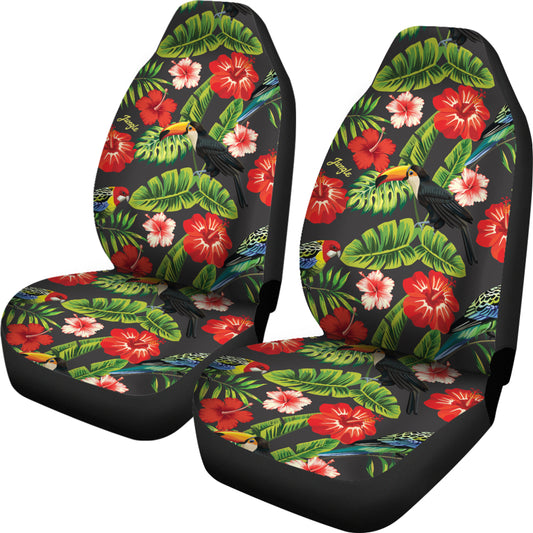 Hibiscus Red With Parrotprint Design LKS303 Car Seat Covers
