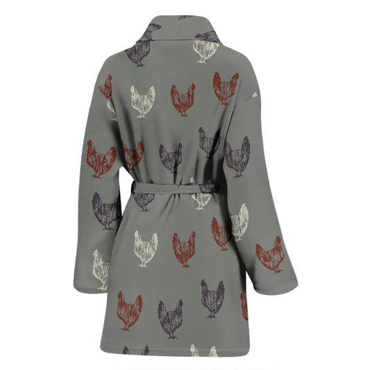 Chicken Pattern Print Design 01 Women Bathrobe