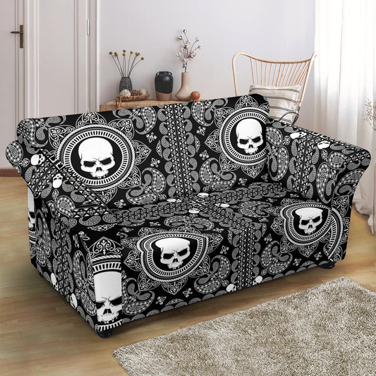 Bandana Skull Print Design LKS303 Loveseat Couch Slipcover