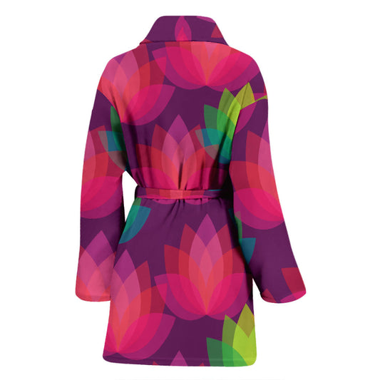Lotus Pattern Print Design 02 Women Bathrobe
