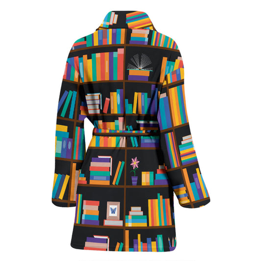 Book Pattern Print Design 05 Women Bathrobe