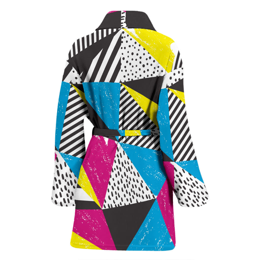 80s Pattern Print Design 2 Women Bathrobe