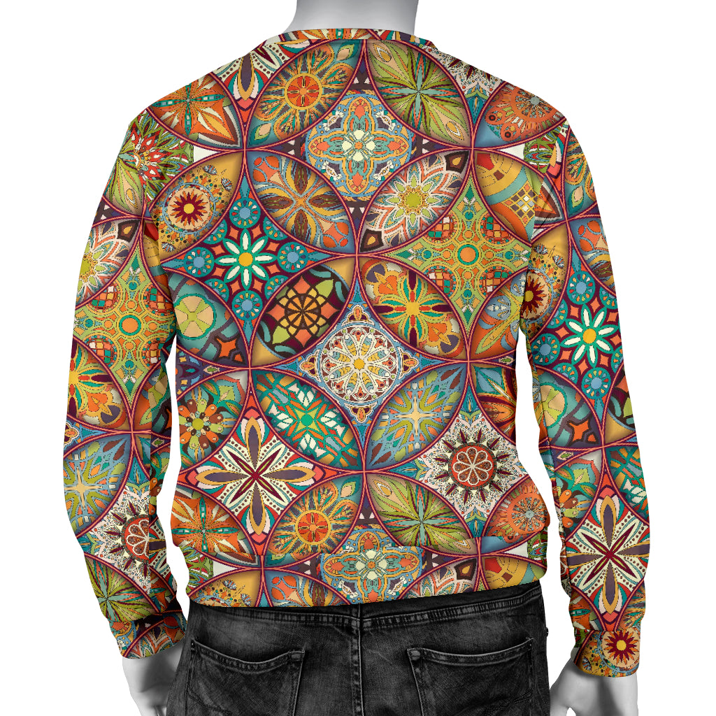 Mandala Flower Themed Design Print Men Long Sleeve Sweatshirt