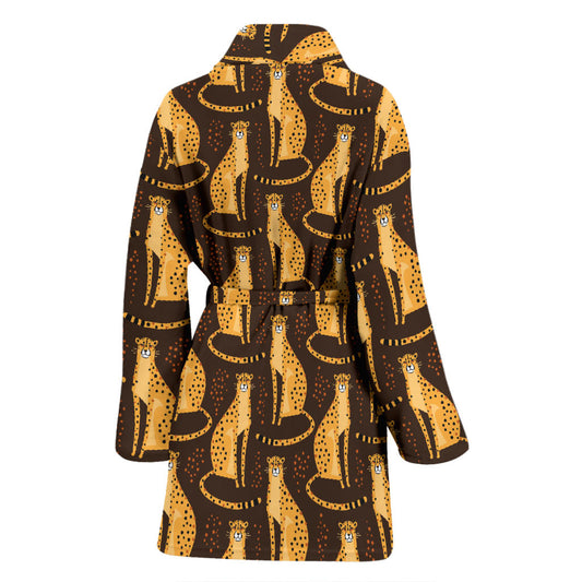 Cheetah Pattern Print Design 03 Women Bathrobe