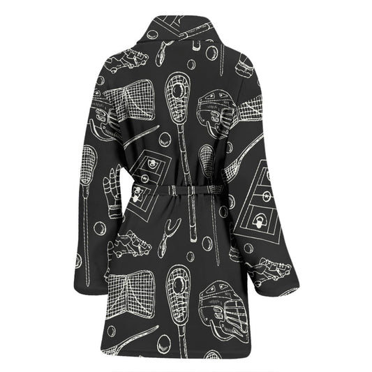 Lacrosse Pattern Print Design 01 Women Bathrobe