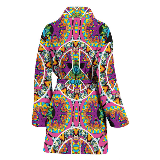 Peace Sign Pattern Print Design A03 Women Bathrobe