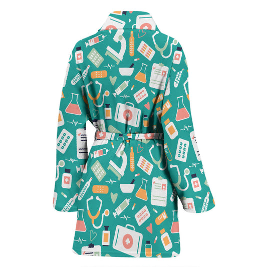 Medical Pattern Print Design 03 Women Bathrobe