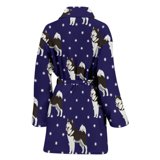Alaskan Malamute Pattern Print Design 04 Women Bathrobe