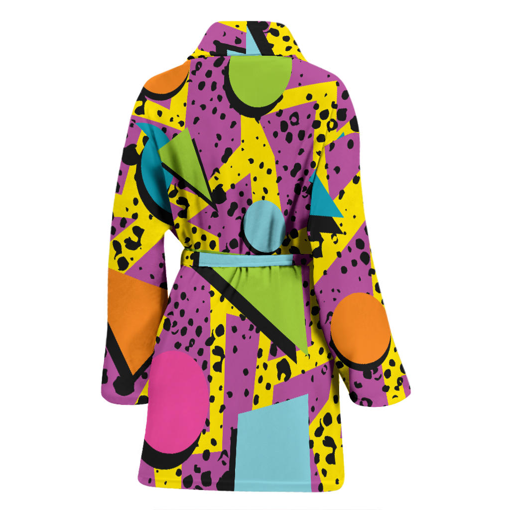 80s Pattern Print Design 1 Women Bathrobe