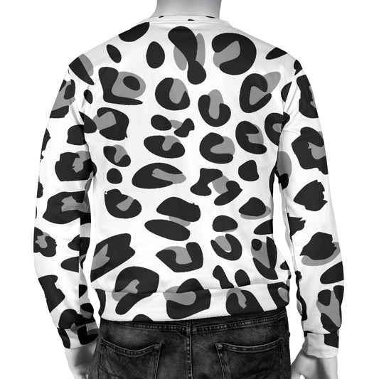 Snow Leopard Skin Print Men Long Sleeve Sweatshirt