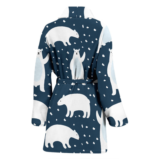 Polar Bear Pattern Print Design A02 Women Bathrobe