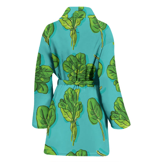 Spinach Print Design LKS301 Women Bathrobe