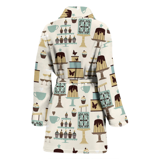 Cake Pattern Print Design 02 Women Bathrobe