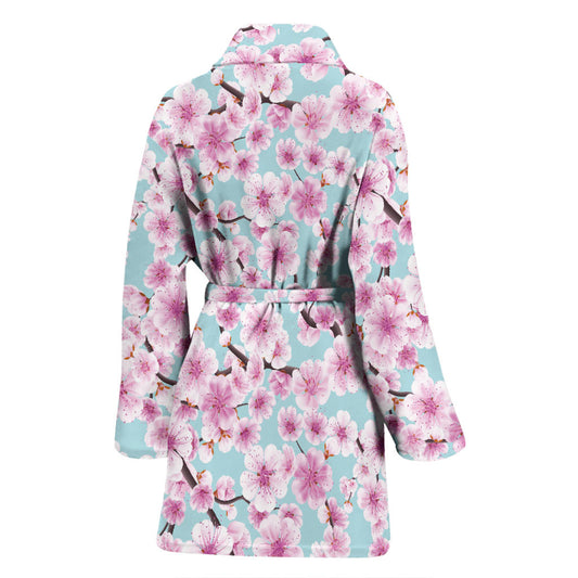 Cherry Blossom Pattern Print Design 01 Women Bathrobe
