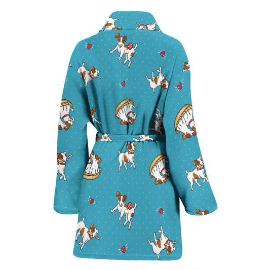Russell Terriers Playing Print Design LKS305 Women Bathrobe