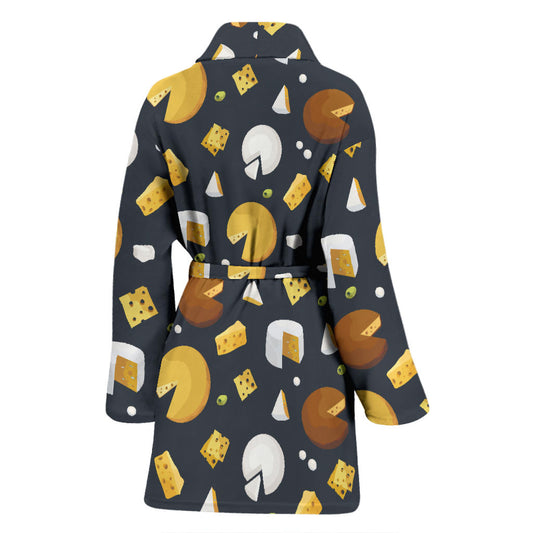 Cheese Pattern Print Design 03 Women Bathrobe