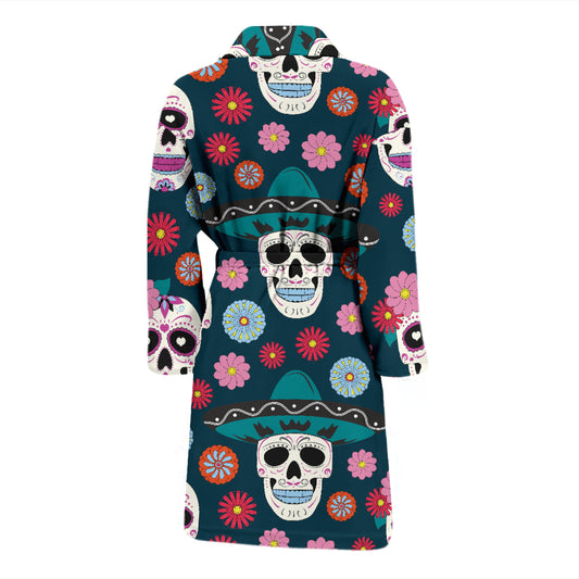 Sugar Skull Print Design LKS308 Men Bathrobe