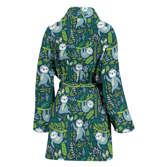 Sloth Print Design LKS304 Women Bathrobe