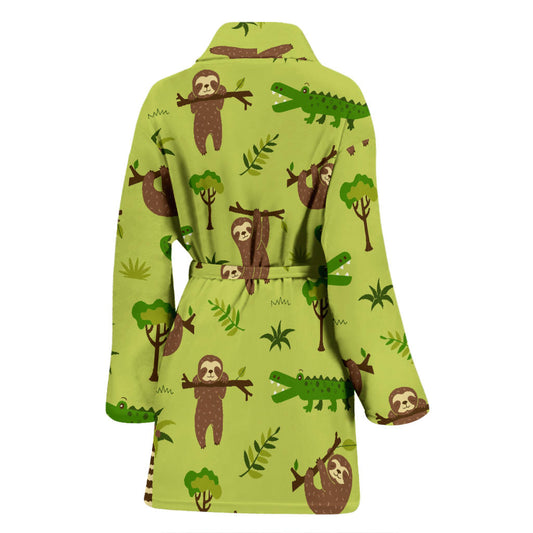 Alligator Pattern Print Design 04 Women Bathrobe