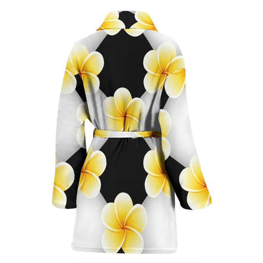 Plumeria Pattern Print Design A04 Women Bathrobe