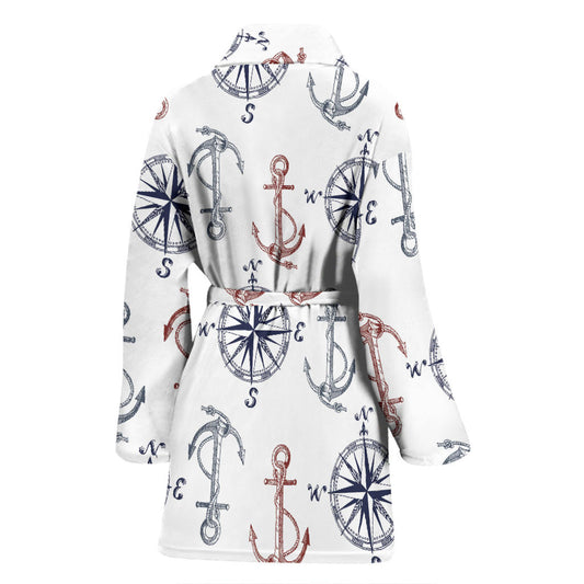 Anchor Pattern Print Design 06 Women Bathrobe
