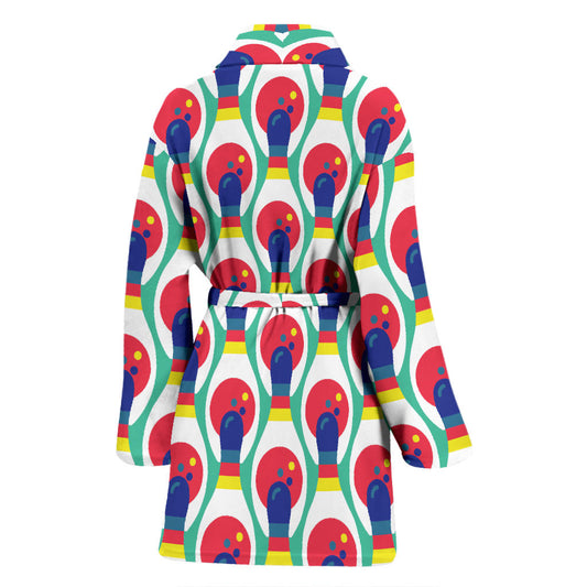 Bowling Pattern Print Design 05 Women Bathrobe