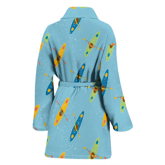 Kayak Pattern Print Design 04 Women Bathrobe