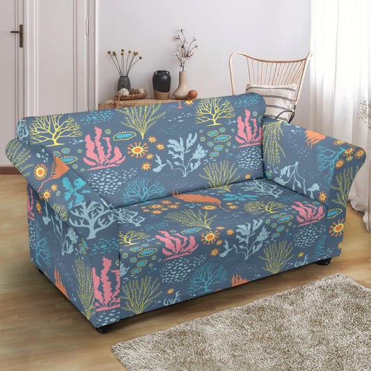 Seaweed Print Design LKS304 Loveseat Couch Slipcover