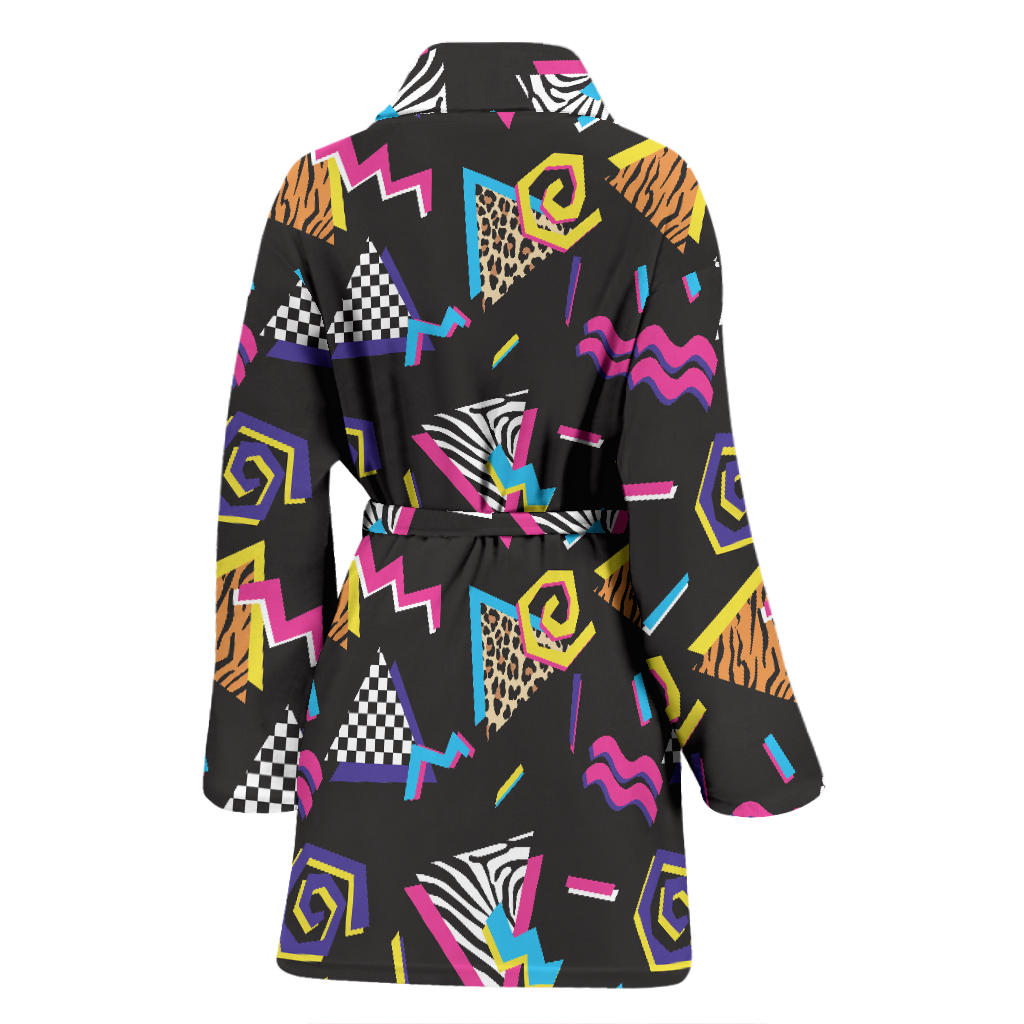 80s Pattern Print Design 3 Women Bathrobe