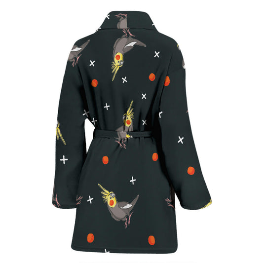 Cockatiel Pattern Print Design 02 Women Bathrobe