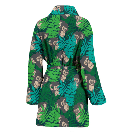 Chimpanzee Pattern Print Design 01 Women Bathrobe