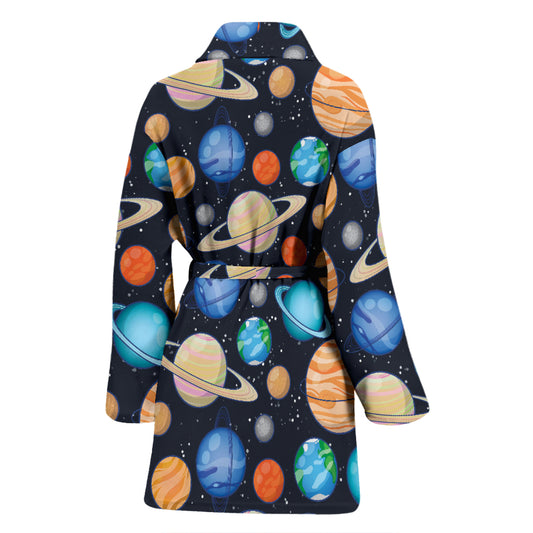 Planet Colorful Print Design LKS301 Women Bathrobe