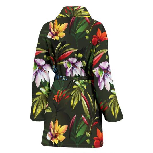 Magnolia Pattern Print Design 02 Women Bathrobe