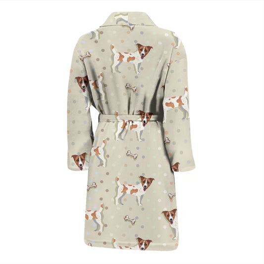 Russell Terriers With Bone Print Design LKS302 Men Bathrobe