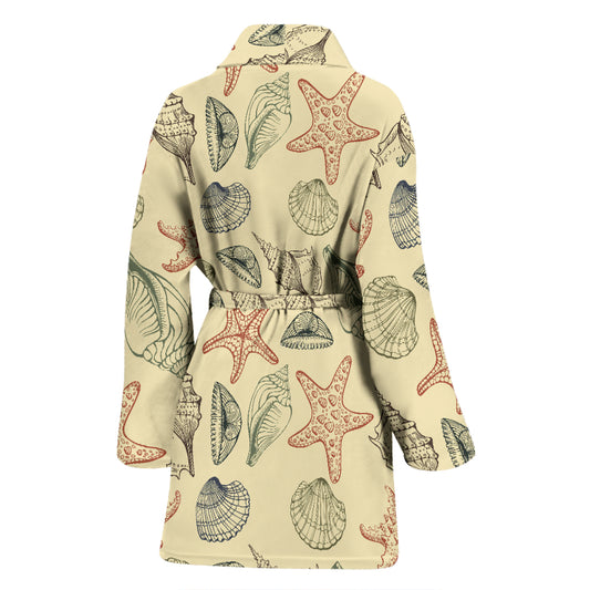 Seashell Print Design LKS305 Women Bathrobe