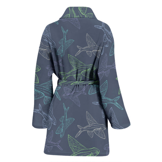 Flying Fish Pattern Print Design 02 Women Bathrobe