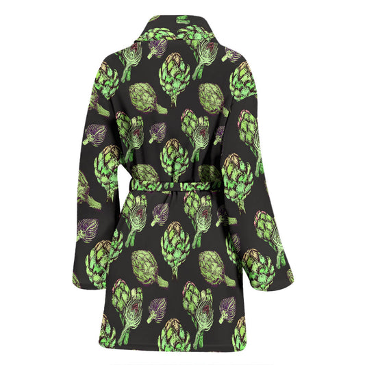 Artichoke Pattern Print Design 02 Women Bathrobe